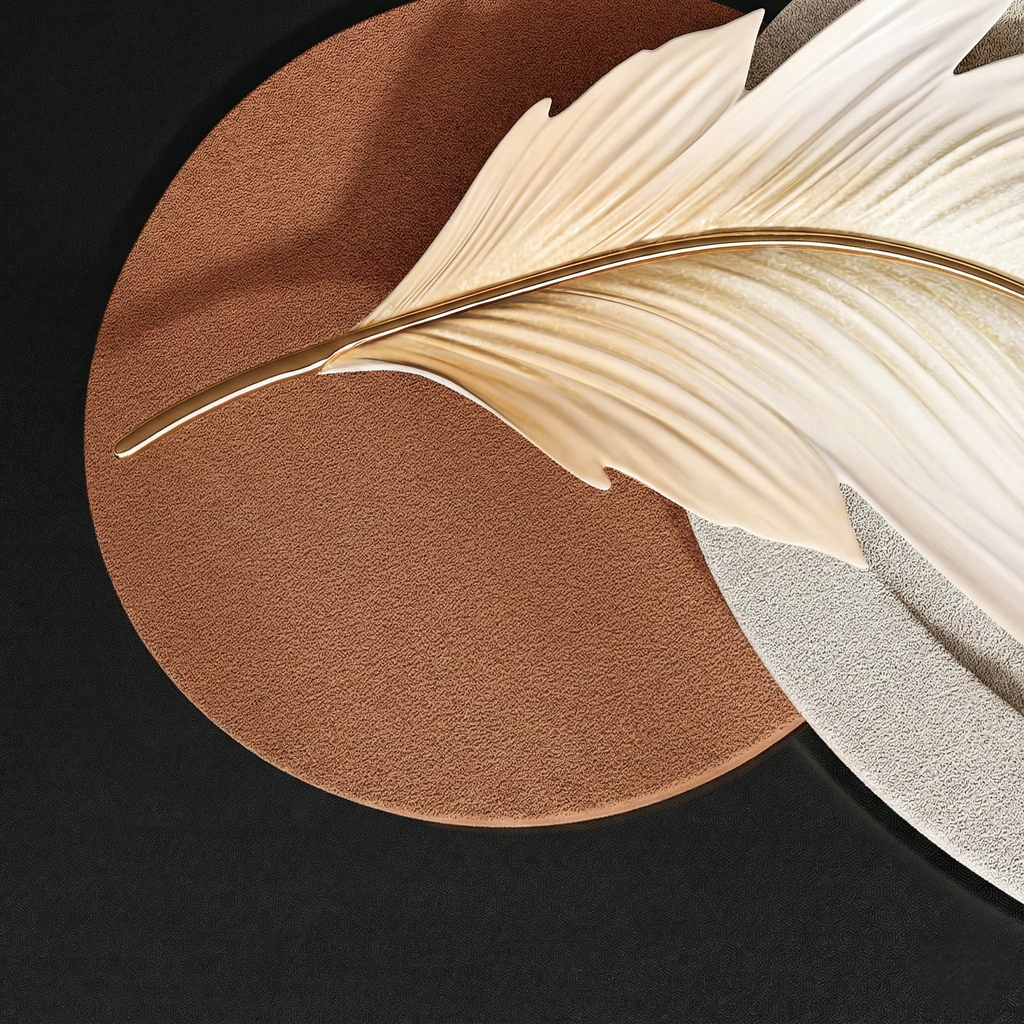 3D Feather Wall Art – Luxury Resin & Metal Relief Panel