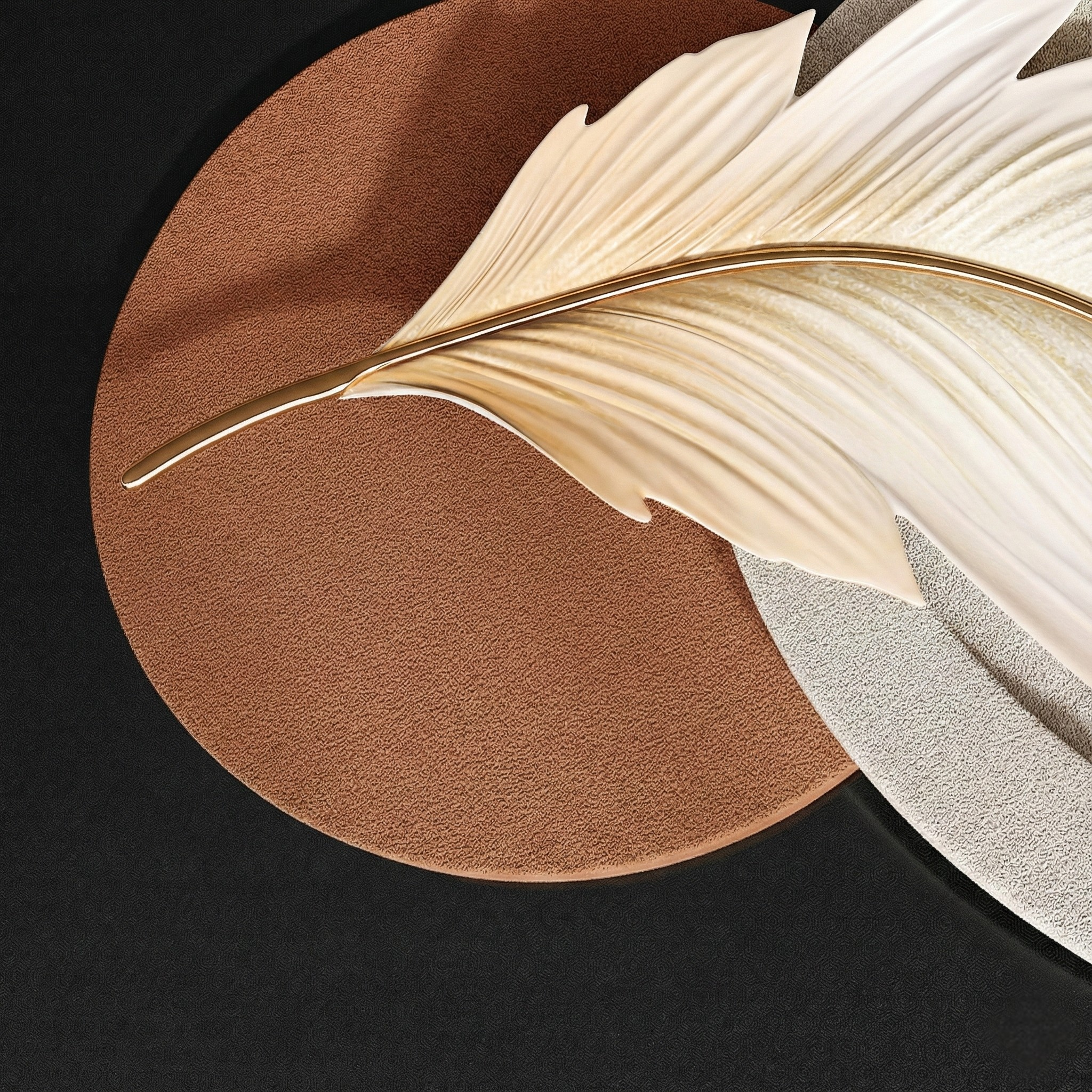 3D Feather Wall Art – Luxury Resin & Metal Relief Panel