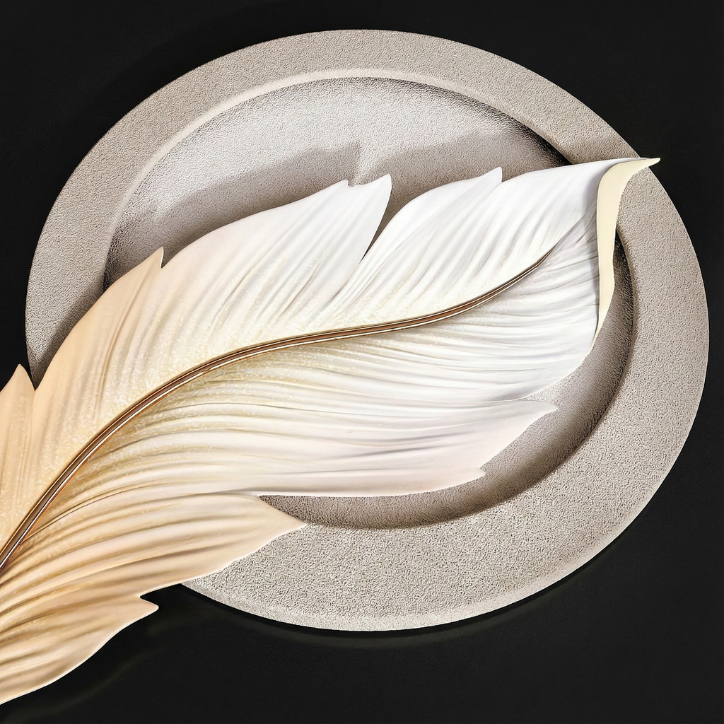 3D Feather Wall Art – Luxury Resin & Metal Relief Panel