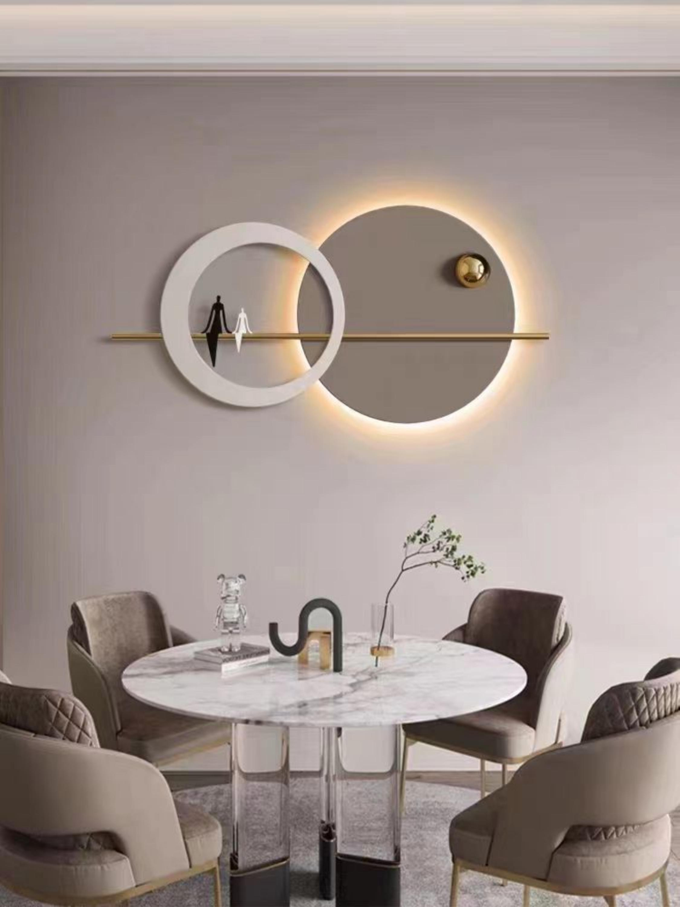LED Metal Art AC Round Indirect Light Design LED Night Wall Lamp with Light Sensor