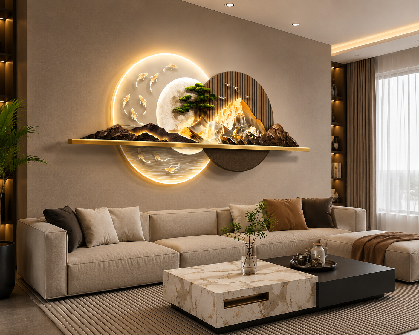 3D Crystal wall decor with LED lights