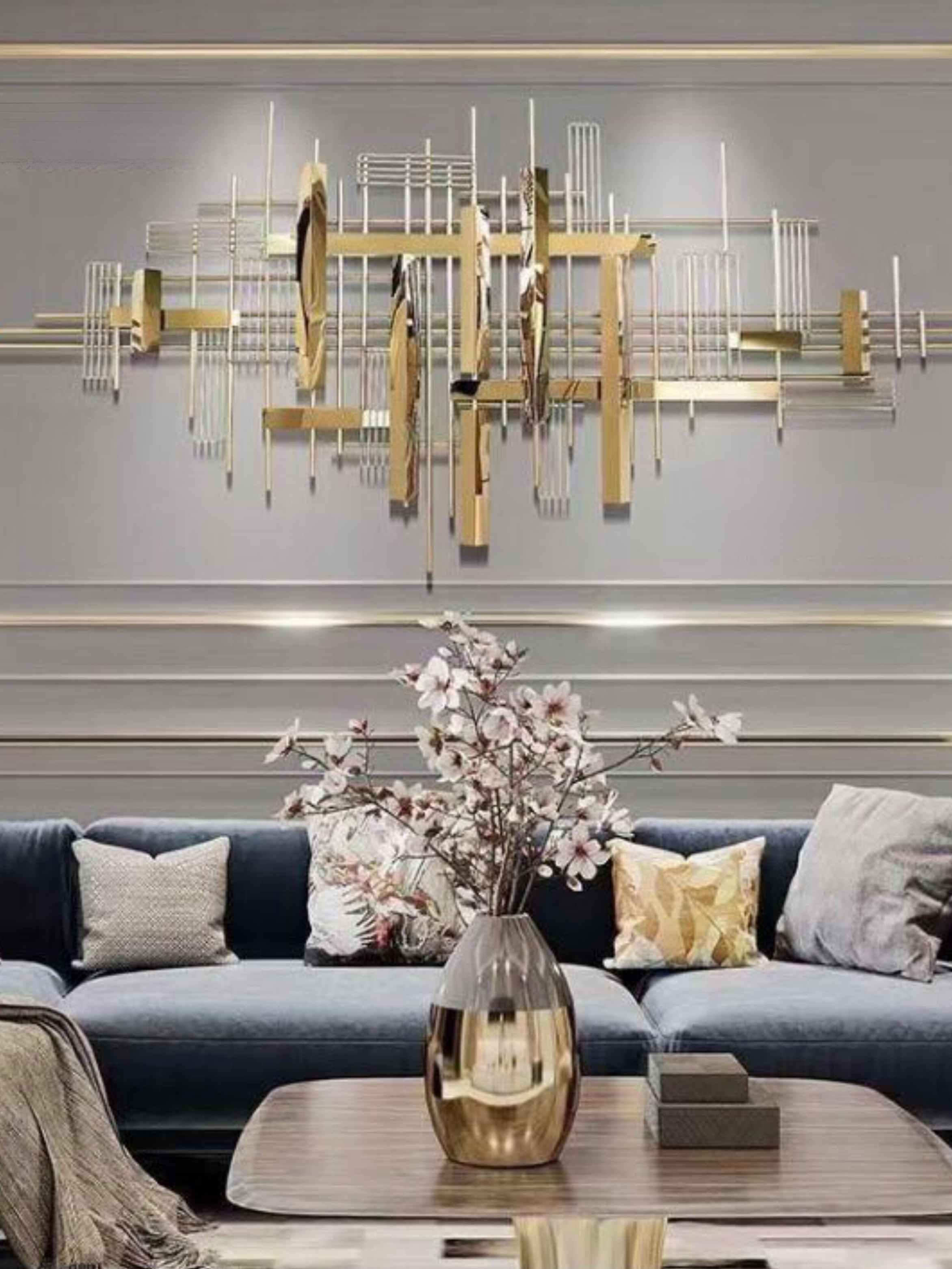 Metal Wall Art Creative Classic Designed Golden Finish Metal Wall Hanging Art Decor