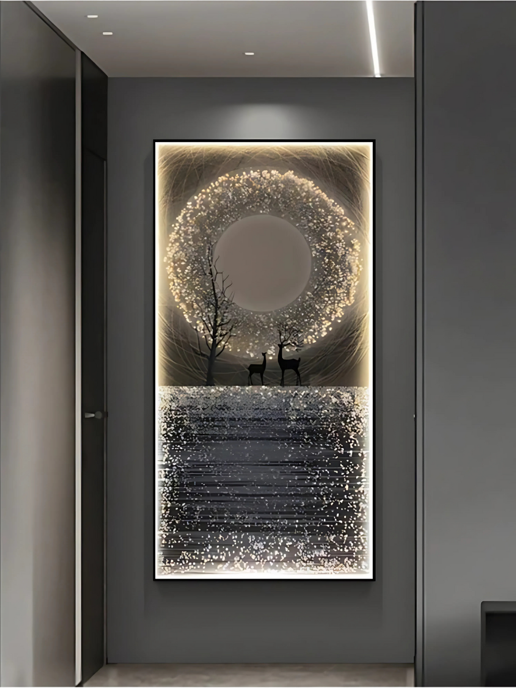 LED Crystal Paintings Large Crystal Porcelain Painting Operating with Remote Luxury Wall Art Diamond