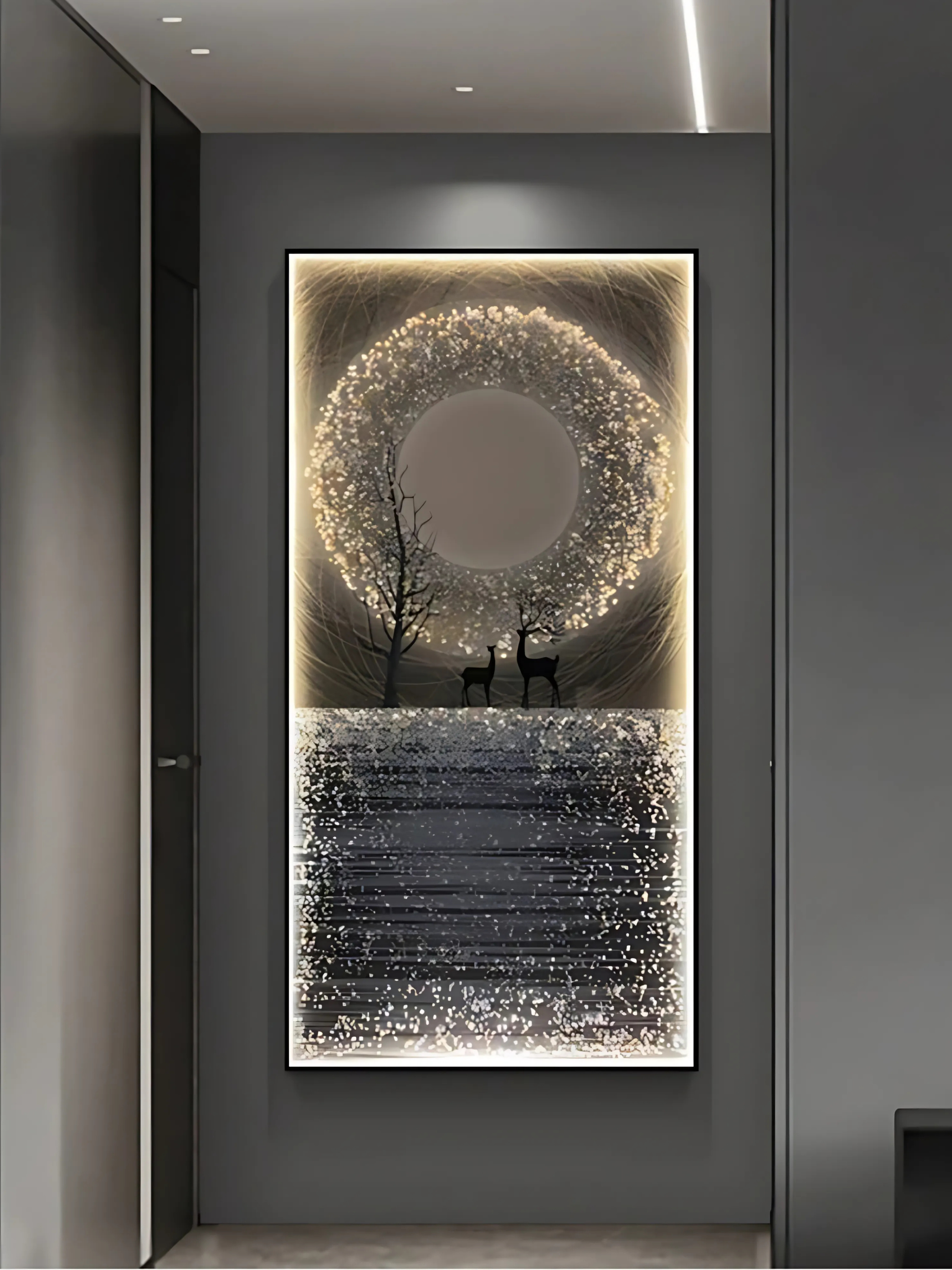 LED Crystal Paintings Large Crystal Porcelain Painting Operating with Remote Luxury Wall Art Diamond
