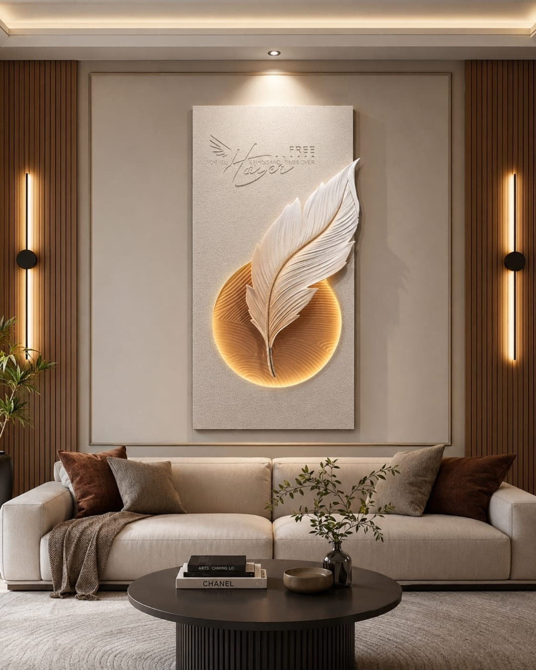 Luxury Feather LED Wall Decor | Premium 3D Illuminated Wall Art