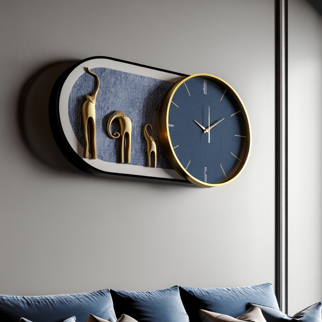 3d imported wall clock with metall framing