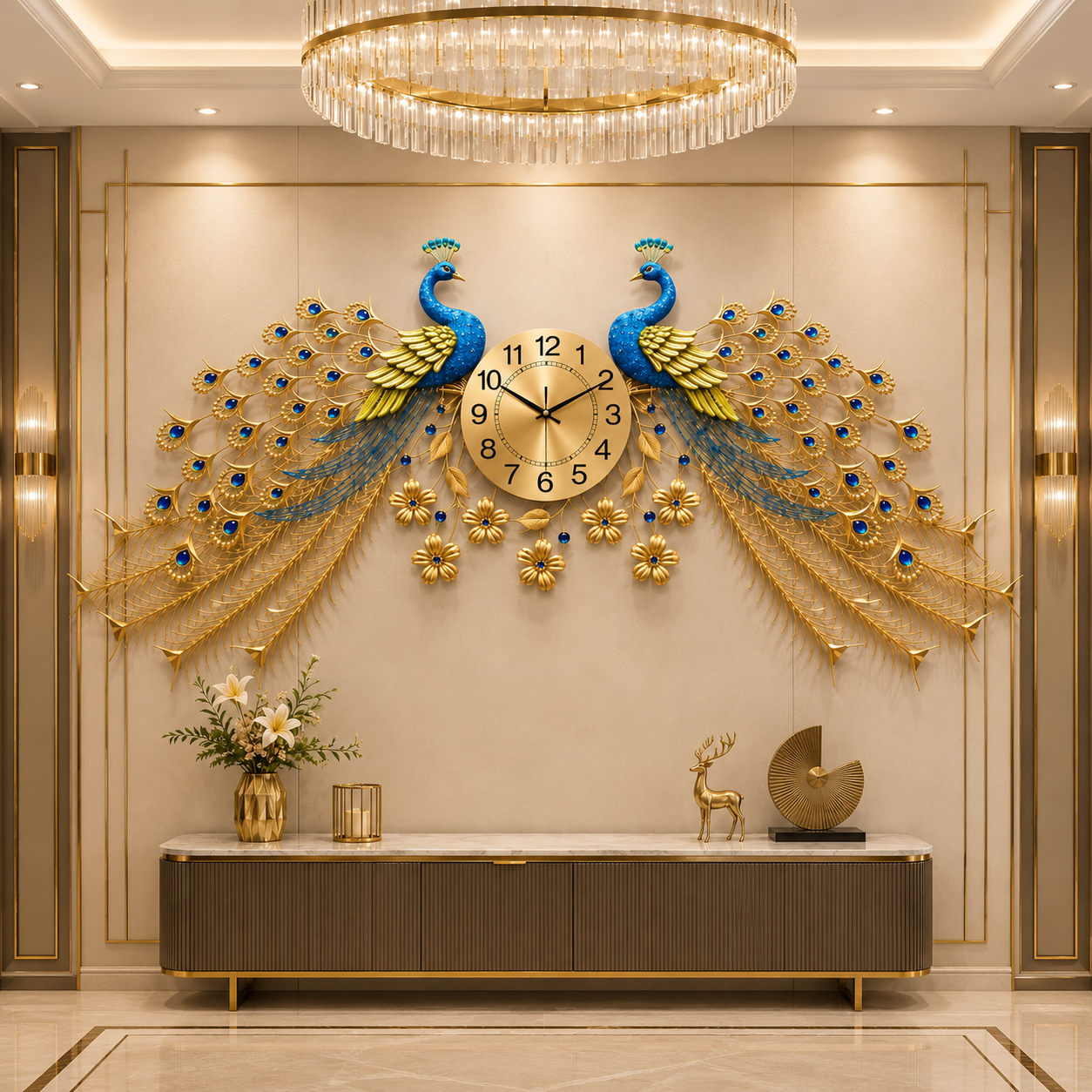 Peacock wall clock
