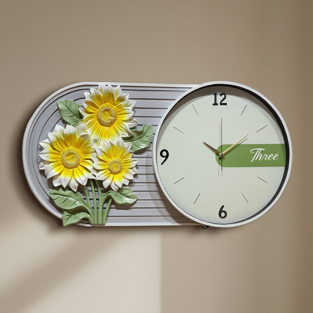 3d imported wall clock with metall framing