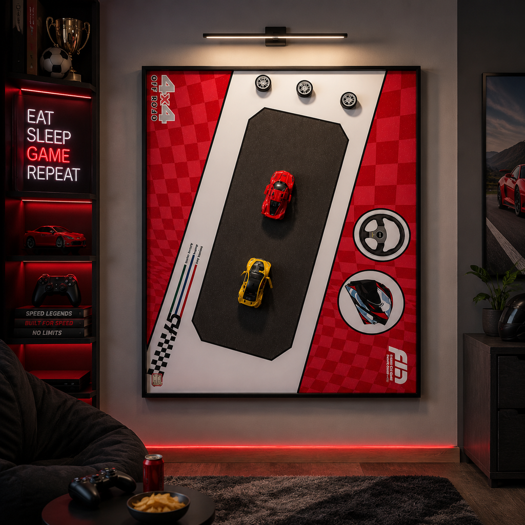 Premium 4X4 Racing Car Wall Art | 3D Sports Car Painting for Gaming Room & Modern Interiors