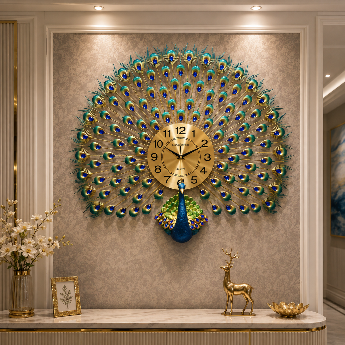 Peacock wall clock