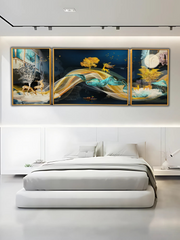 Modern Crystal Painting Set with Metal Framing - Golden Frame, Crystal & Glass Work