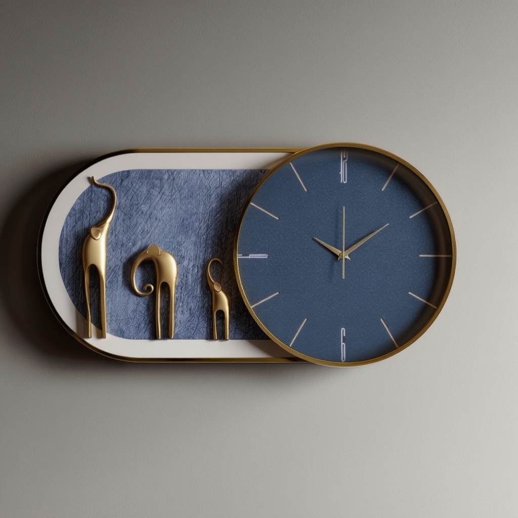 3d imported wall clock with metall framing