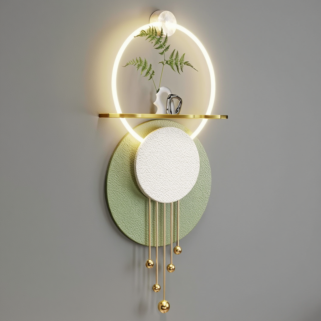 LED Metal Art Decor Metal Wall Art Sculpture Wall Hanging Abstract Showpiece with LED Light Inside Creative Landscape