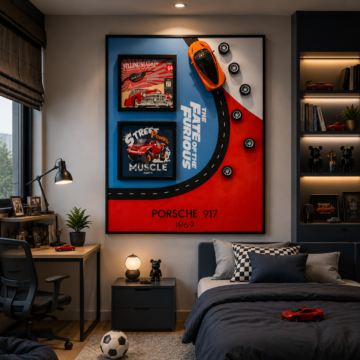RC Racing Cars Premium Wall Painting – Porsche 917 Vintage Automotive Art (80×60 cm)