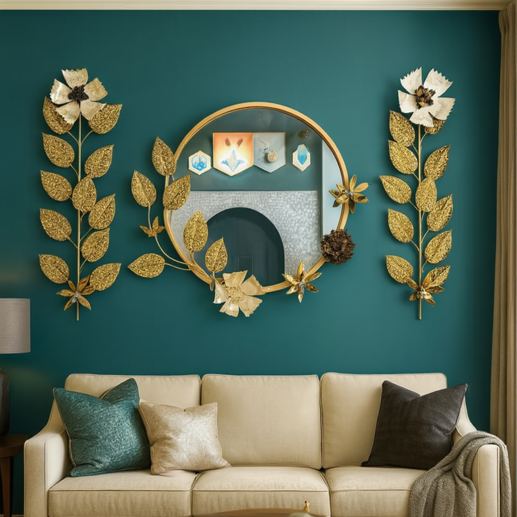 Golden Bloom Mirror Wall Art Set
