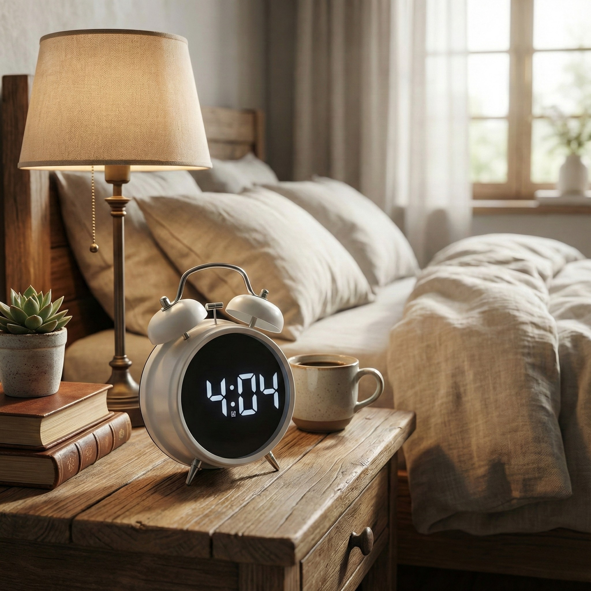 Table Clock Modern LED Digital Twin Bell Alarm Clock