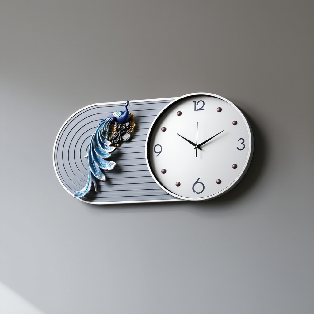 3d imported wall clock with metall framing