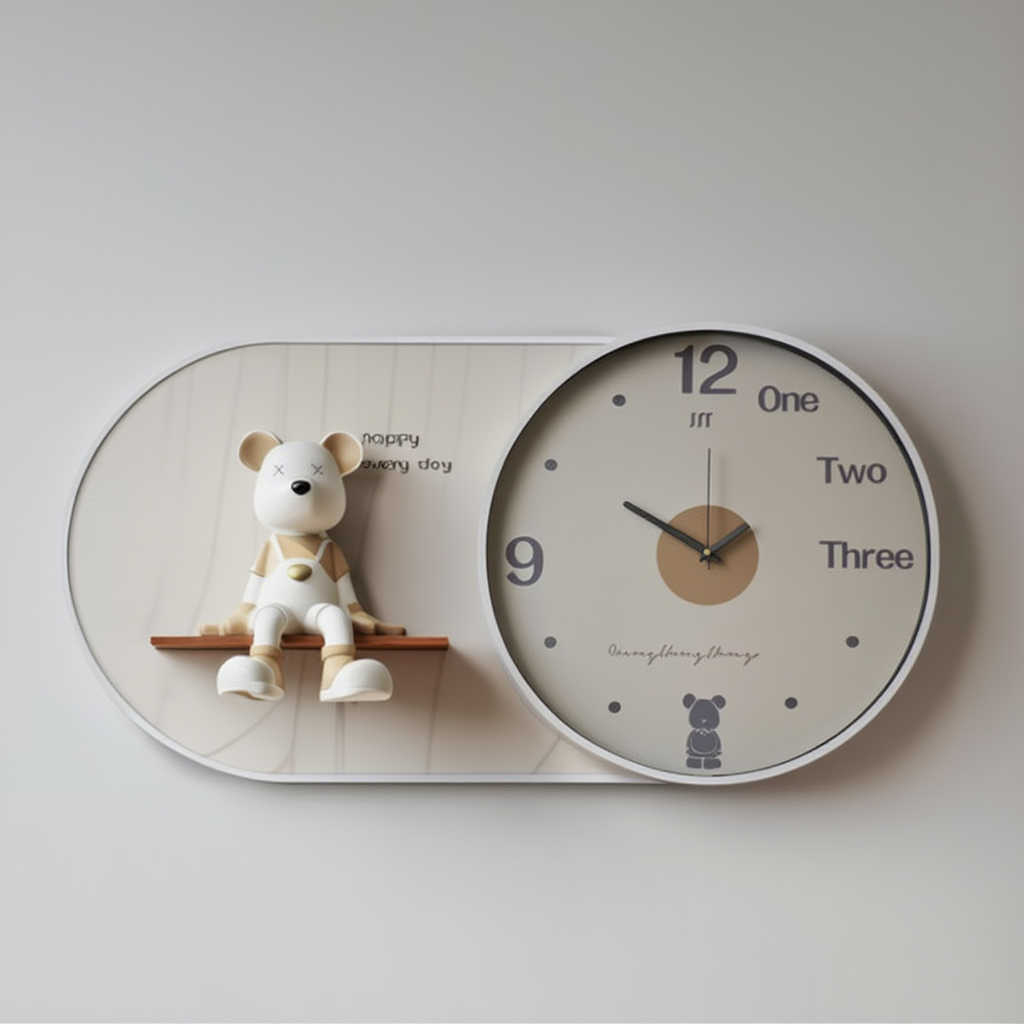 3d imported wall clock with metall framing