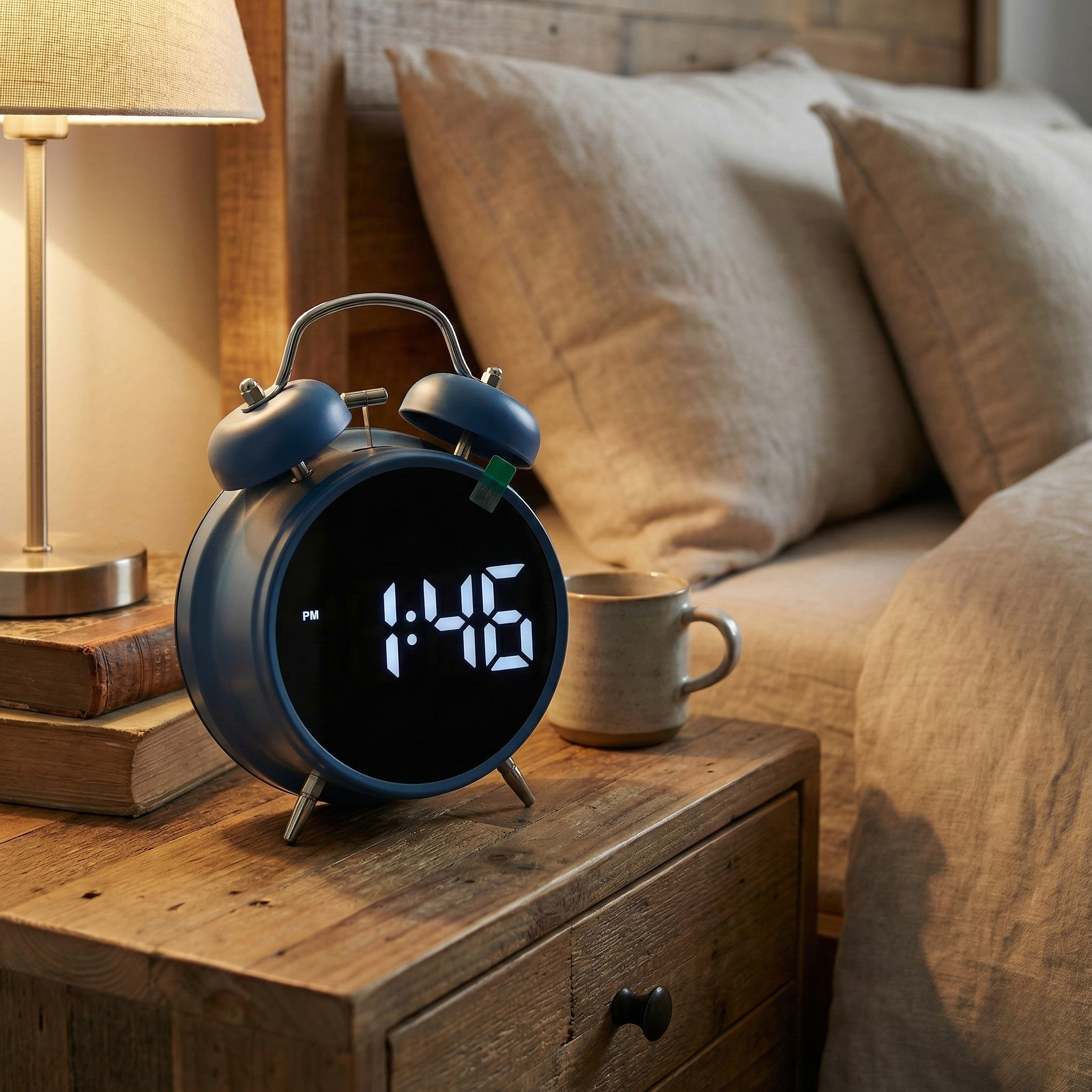 Table Clock Modern LED Digital Twin Bell Alarm Clock