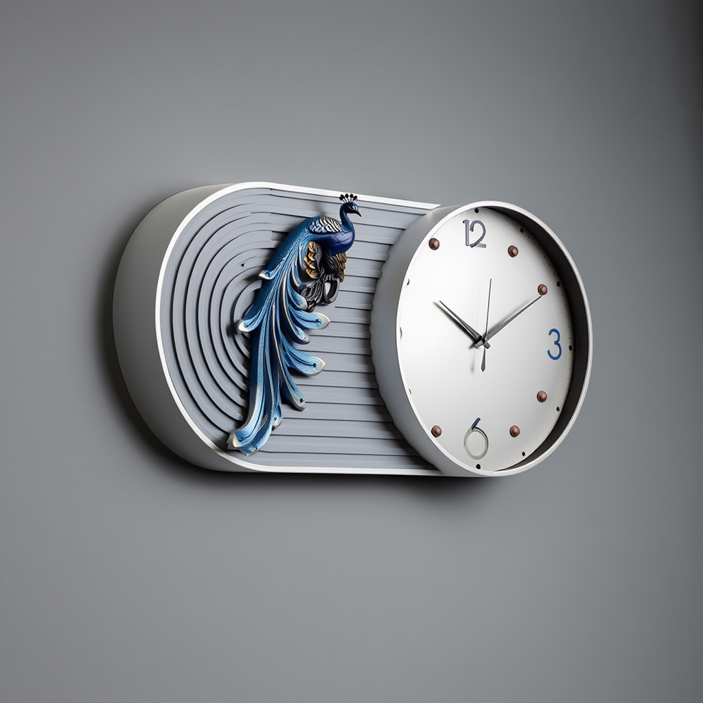 3d imported wall clock with metall framing