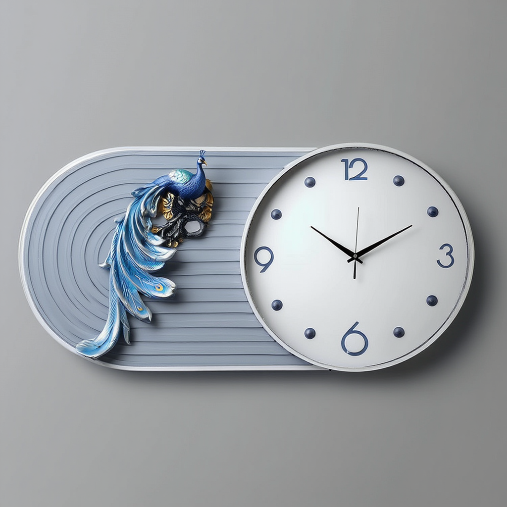 3d imported wall clock with metall framing