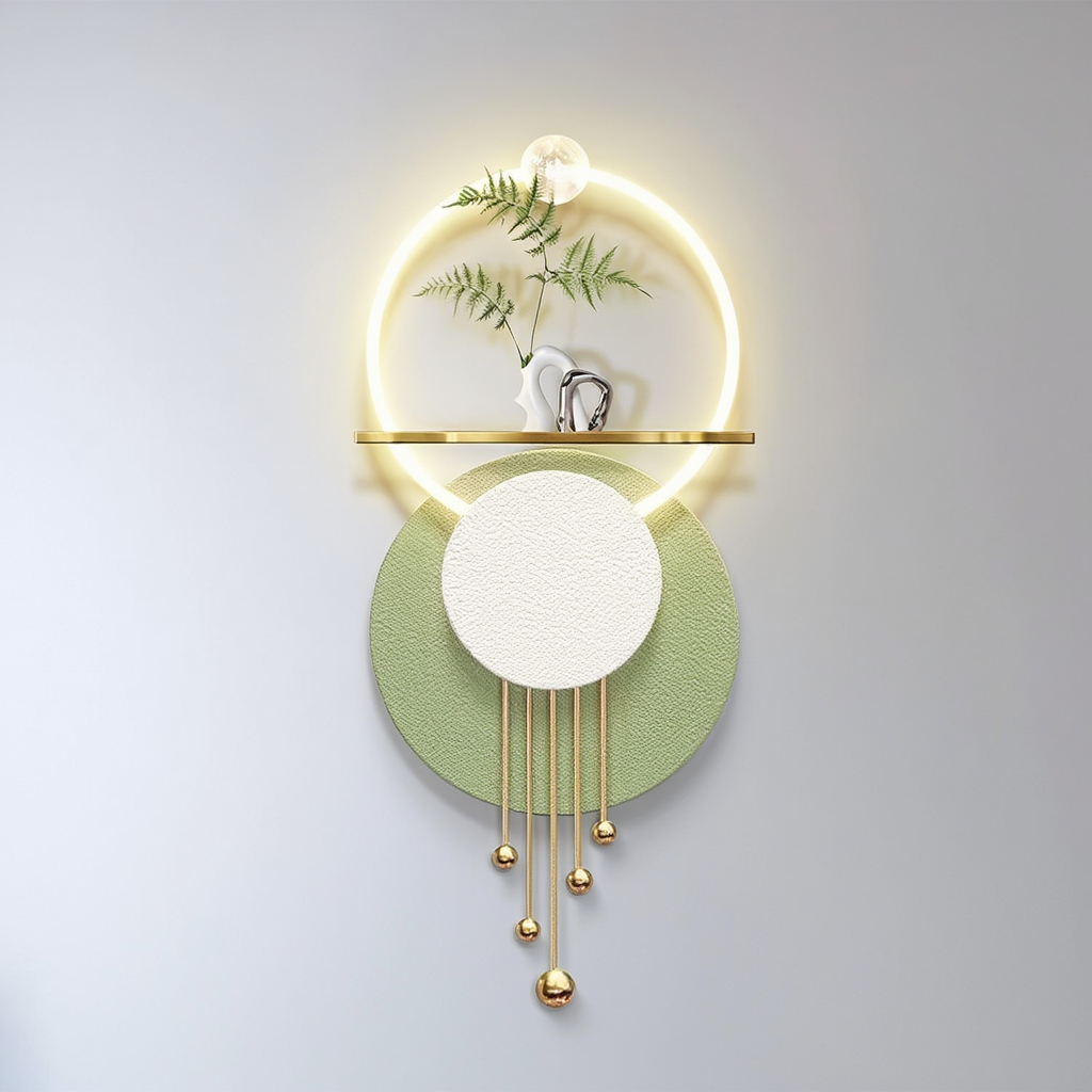 LED Metal Art Decor Metal Wall Art Sculpture Wall Hanging Abstract Showpiece with LED Light Inside Creative Landscape