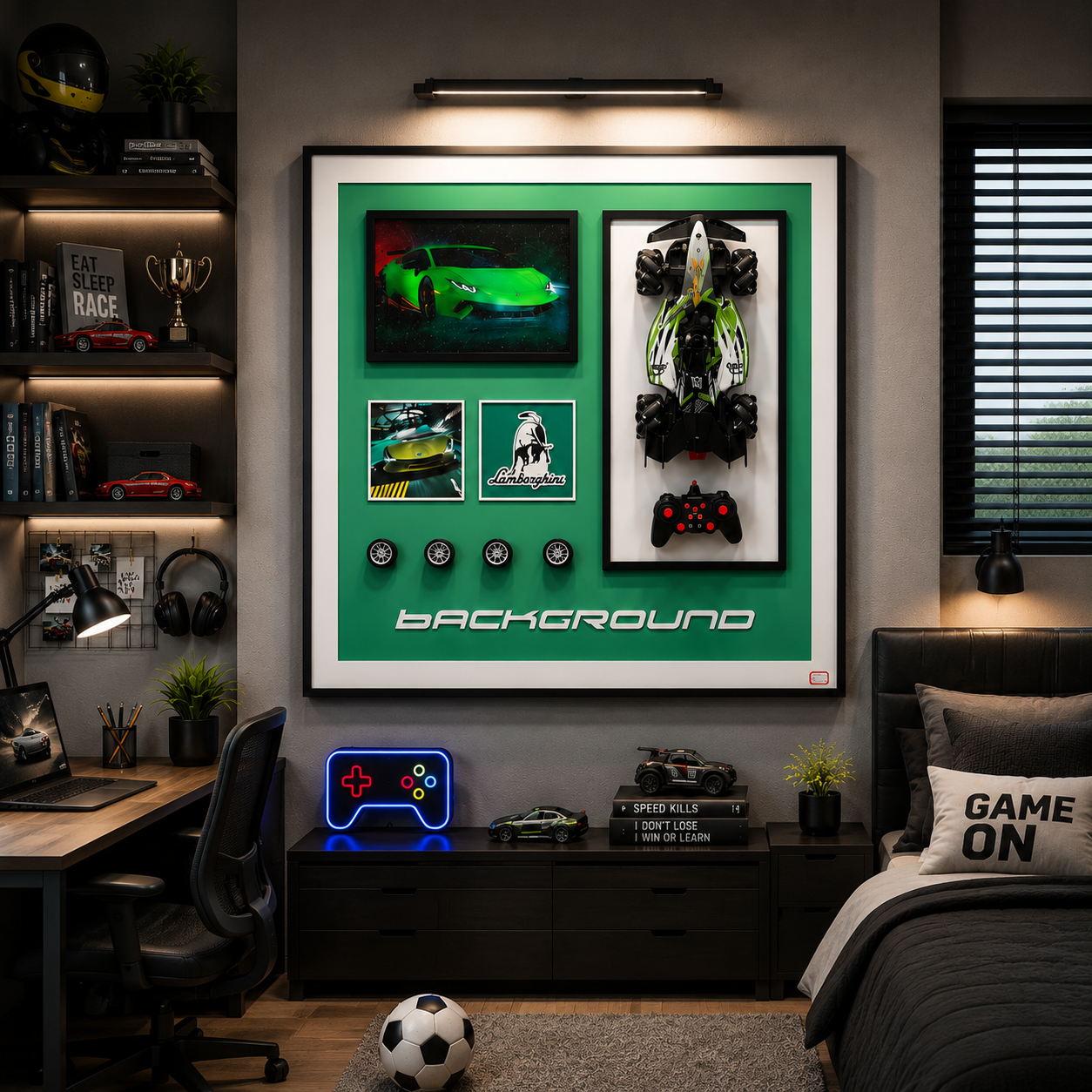 RC Racing Cars Premium Wall Painting – Lamborghini Supercar Gaming Décor (80×80 cm)