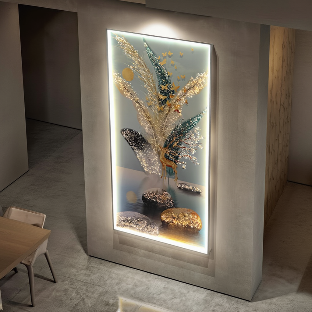 LED Crystal Painting Porcelain Decoration Painting Remote Control Wall Art Hanging Painting