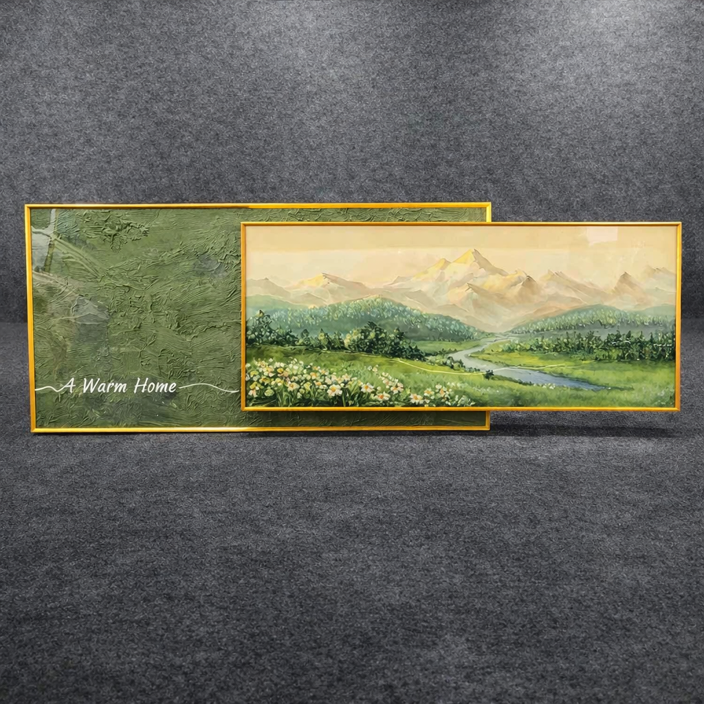 Emerald Horizon – Modern Crystal Painting with Double Metal Frame