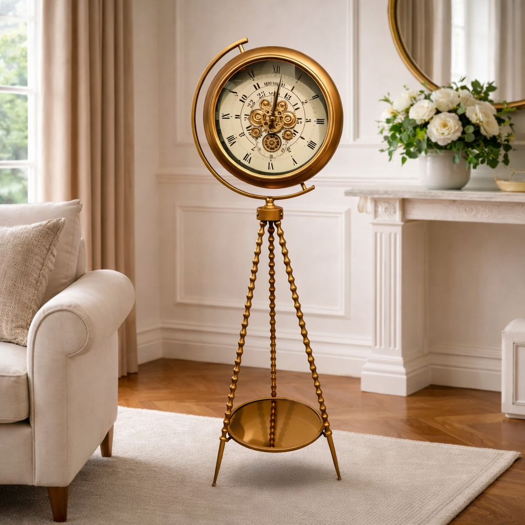 Golden Elegance Tripod Floor Clock