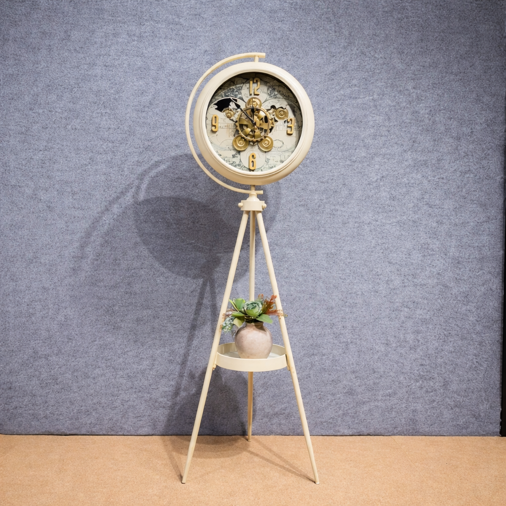 Modern Luxe Ivory Tripod Floor Clock