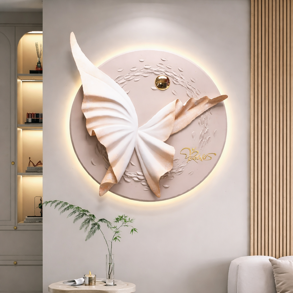 Blush Glow Butterfly LED Wall Art