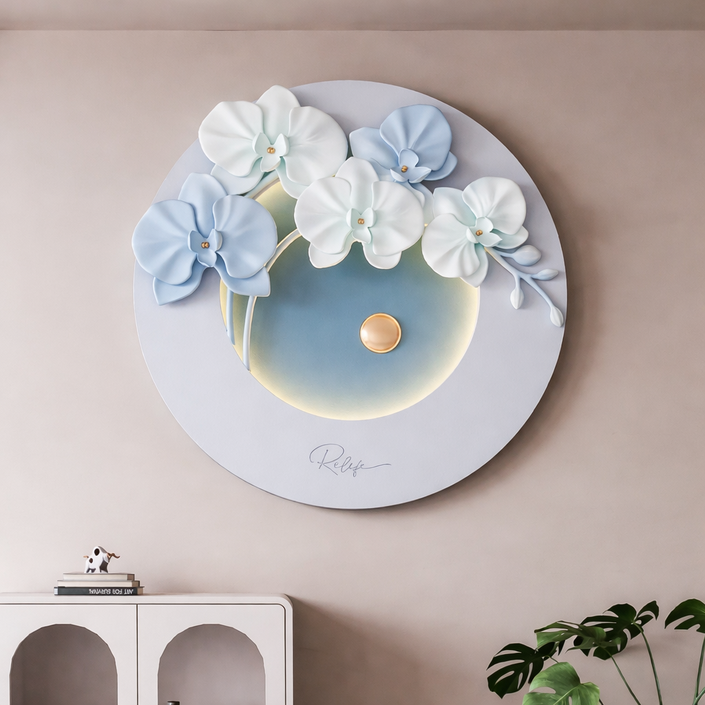 Azure Bloom LED Floral Wall Art