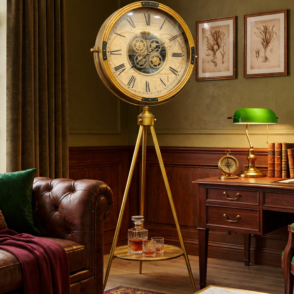 Vintage Luxe Tripod Gear Clock