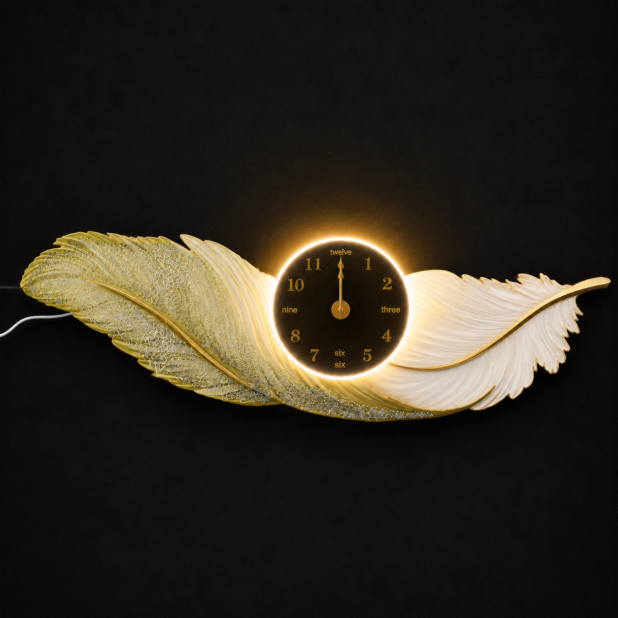 3D led feather luminous wall clock