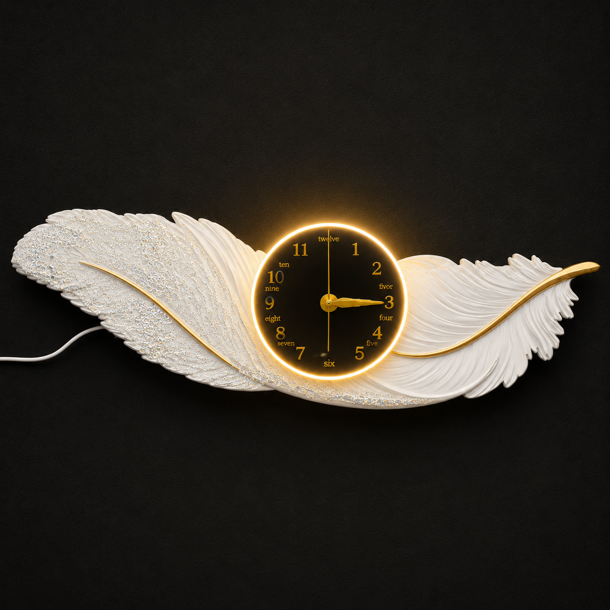 3D led feather luminous wall clock