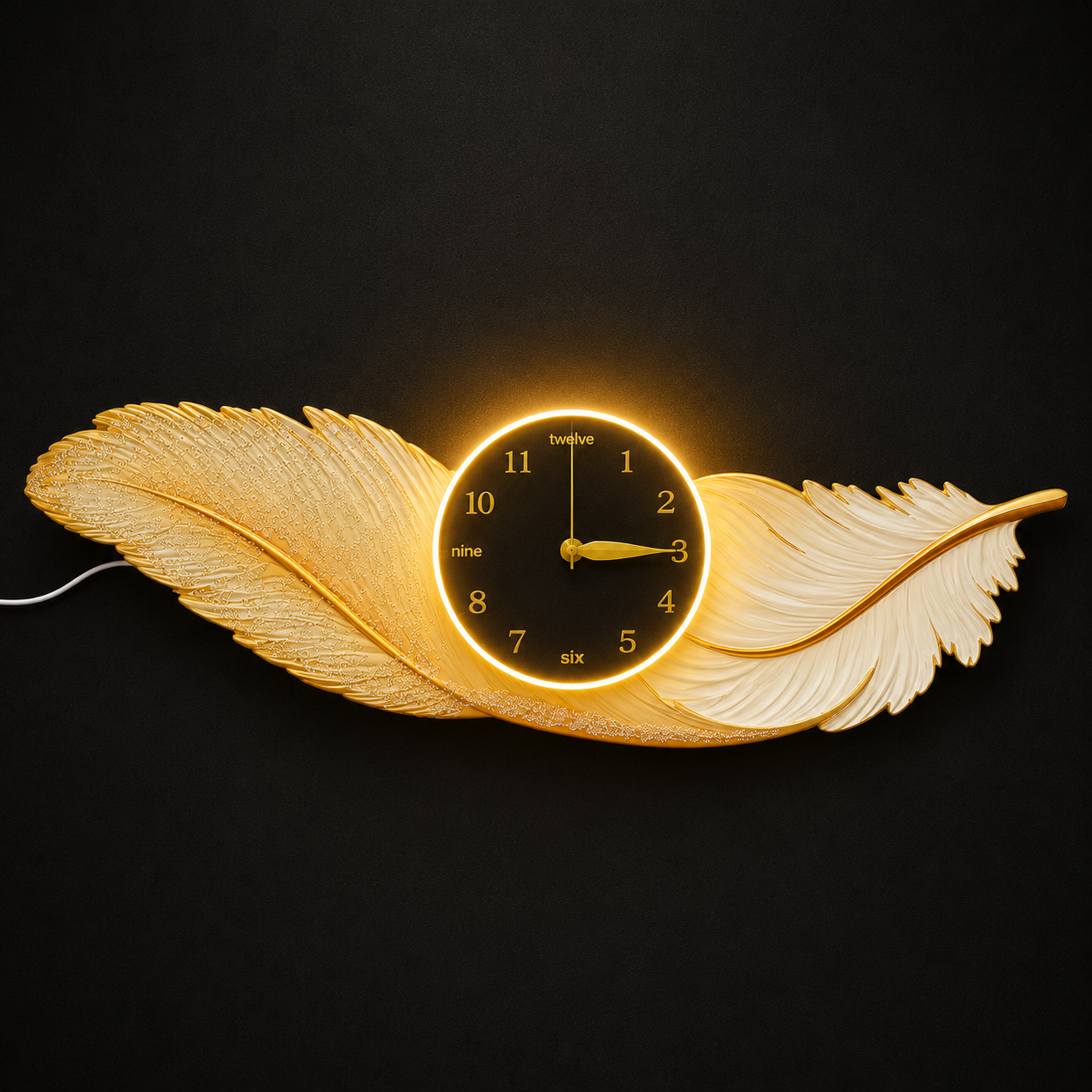 3D led feather luminous wall clock