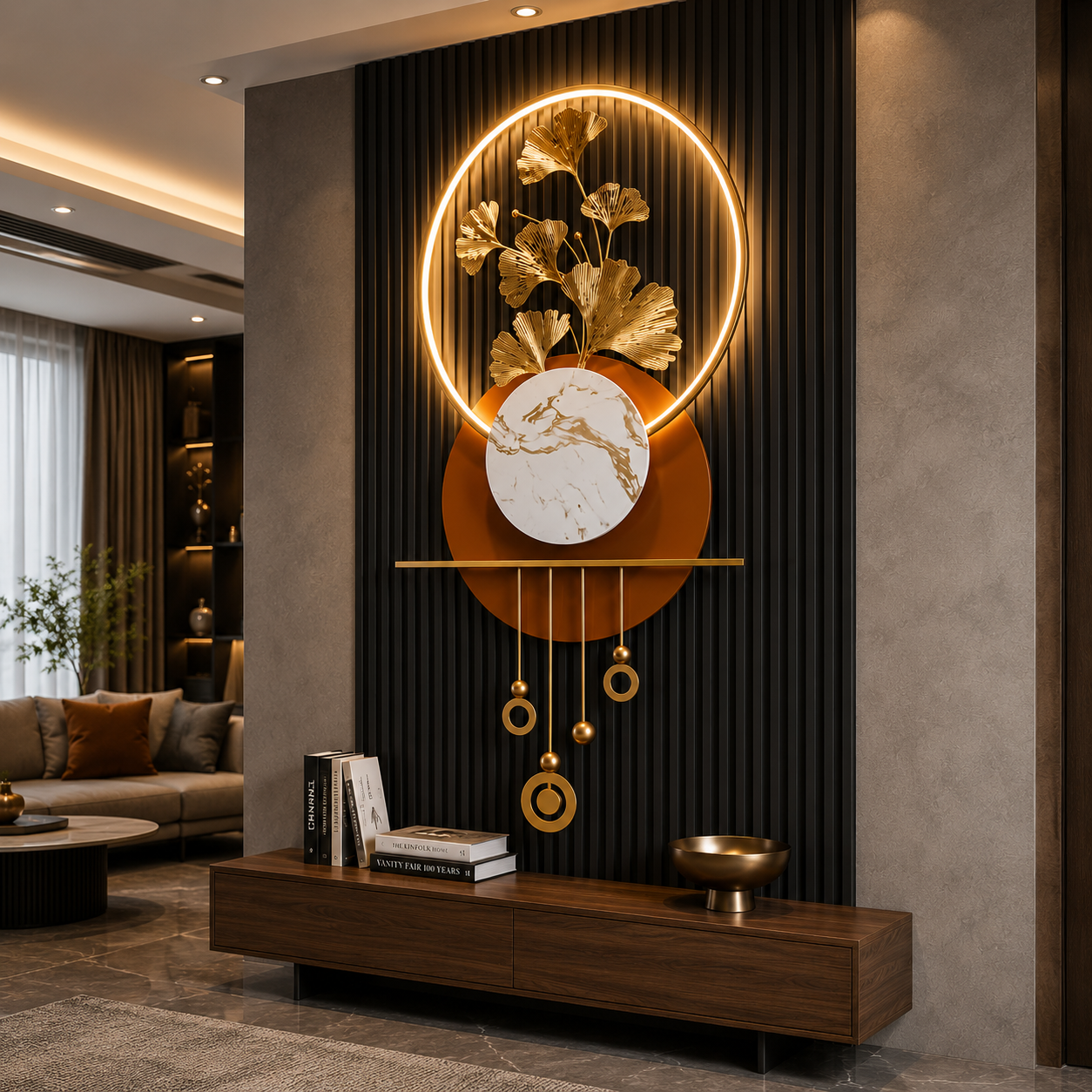 Golden Aura LED Metal Art