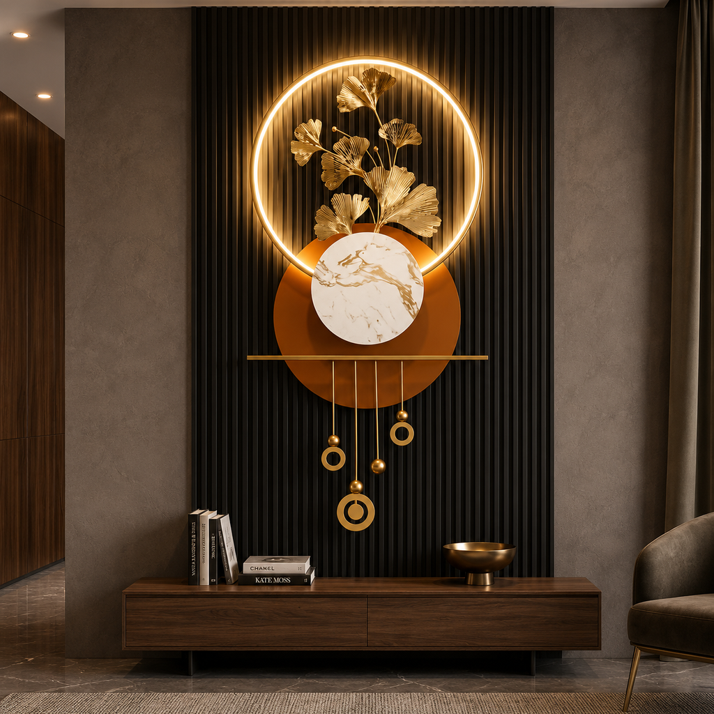 Golden Aura LED Metal Art