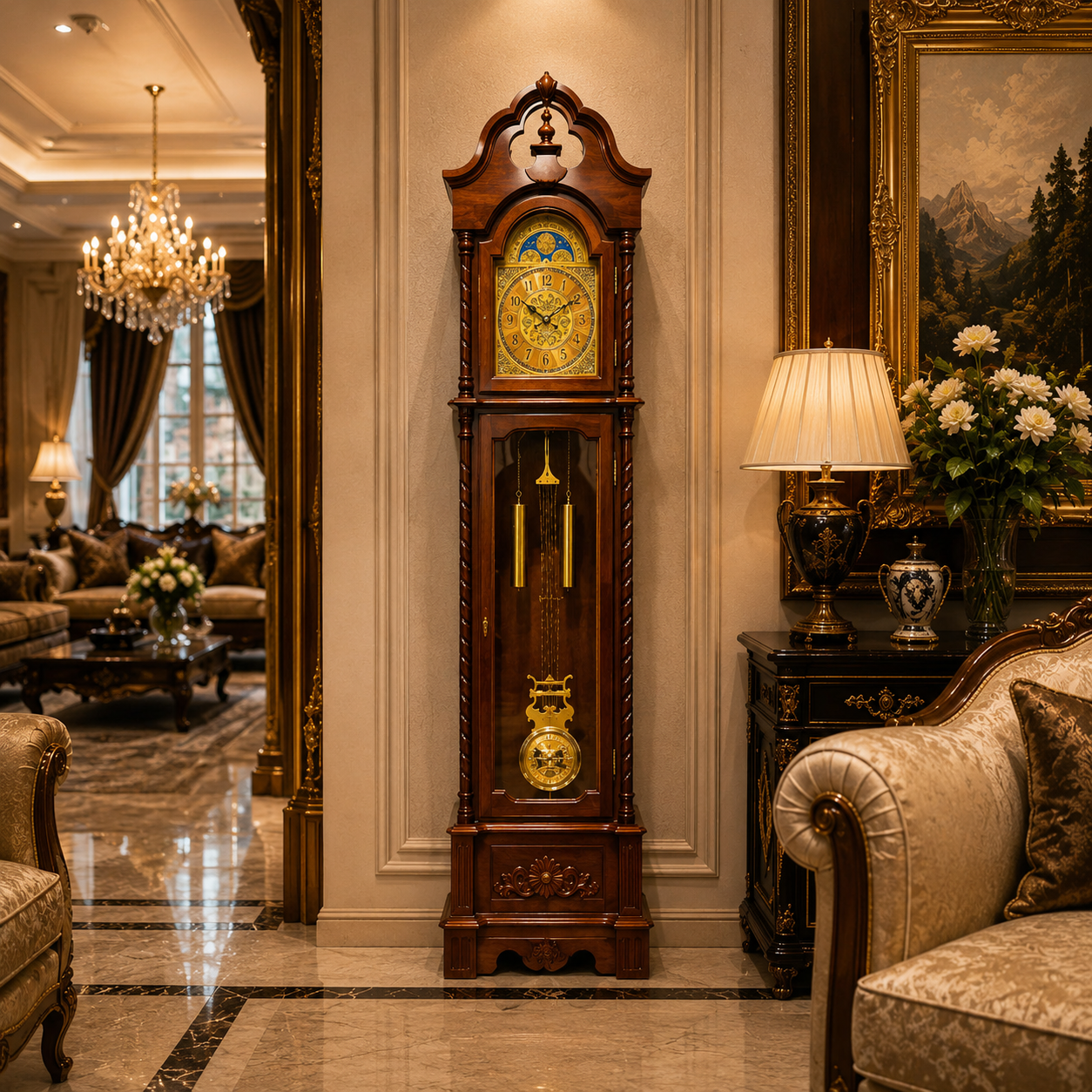 Luxury Grandfather Floor Clock – Classic Wooden Design