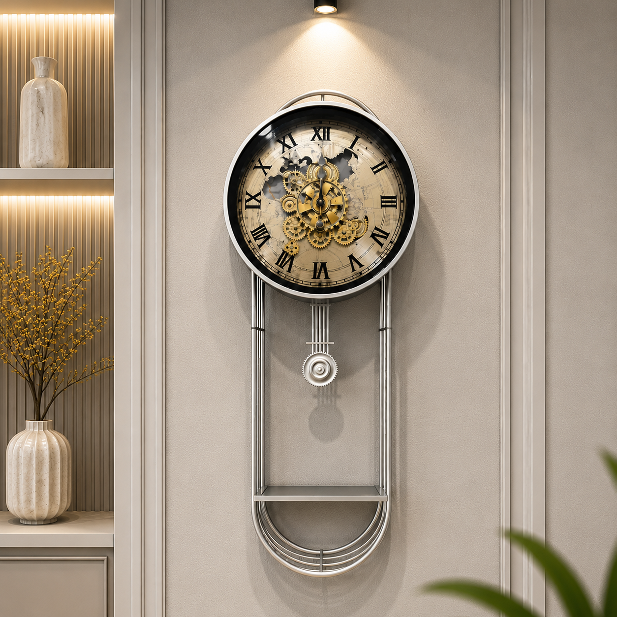 Luxury Metal Gear Moving Wall Clock