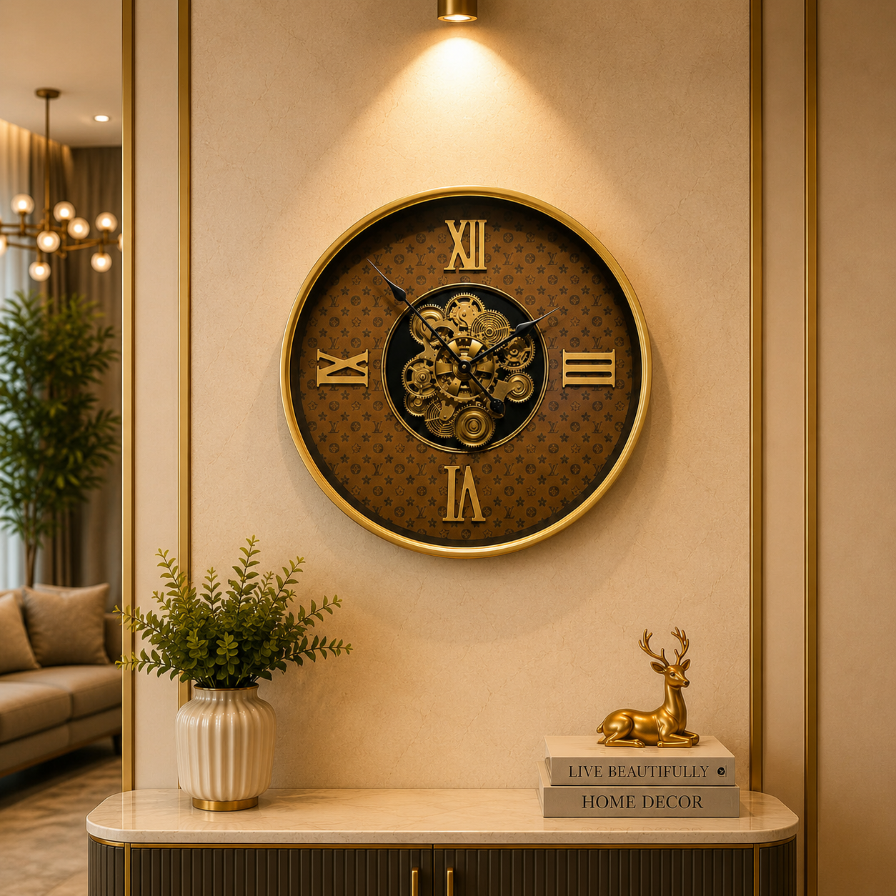 Luxury Gold Gear Wall Clock