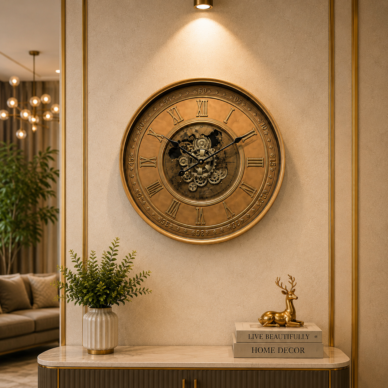 Royal Gold Gear Wall Clock