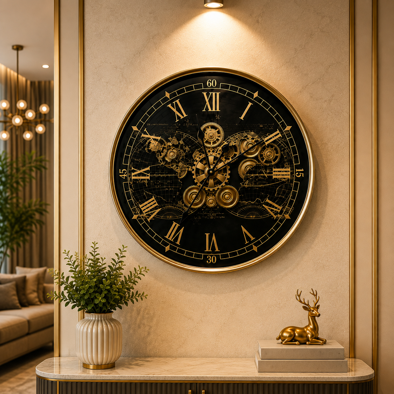 Black Gold Gear Wall Clock