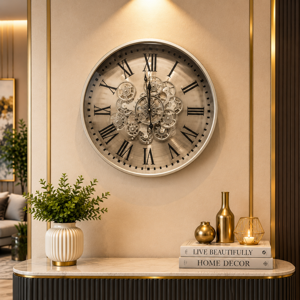 Luxury Metal Gear Moving Wall Clock