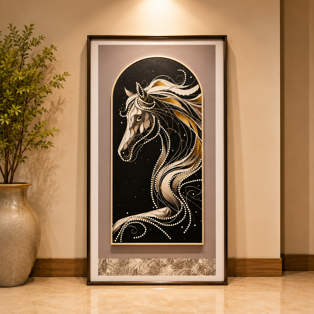 Luxury Horse Leather Wall Painting – Premium Artistic Décor