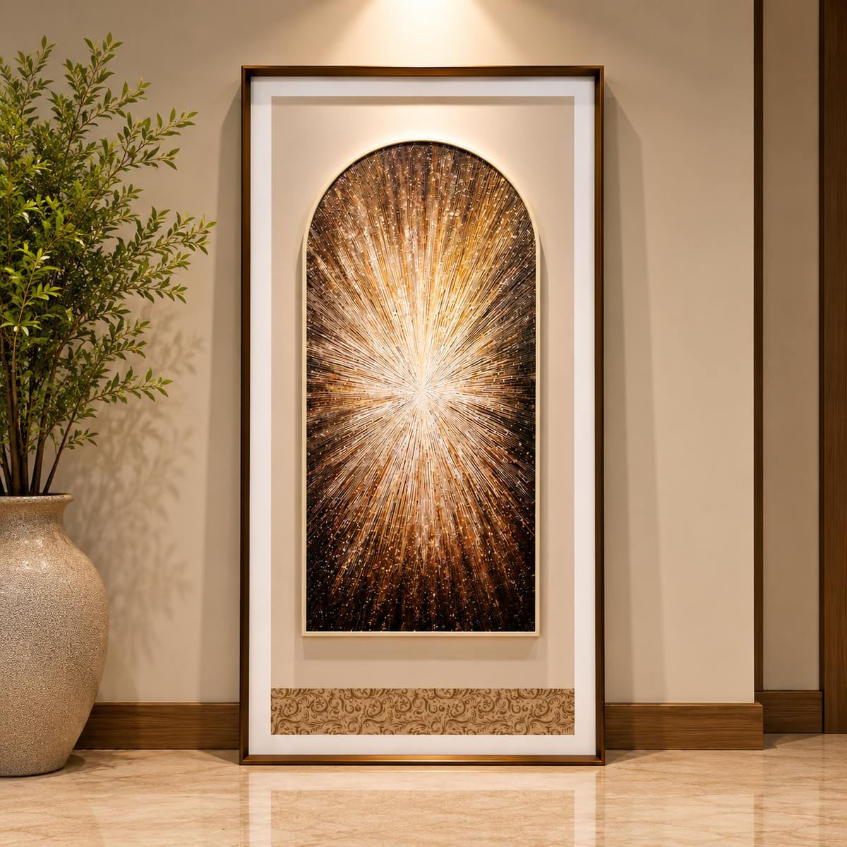 Golden Radiance Leather Wall Art