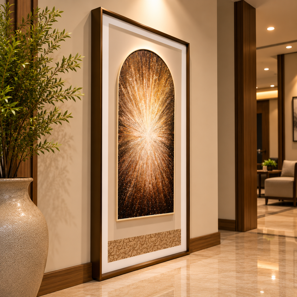 Golden Radiance Leather Wall Art
