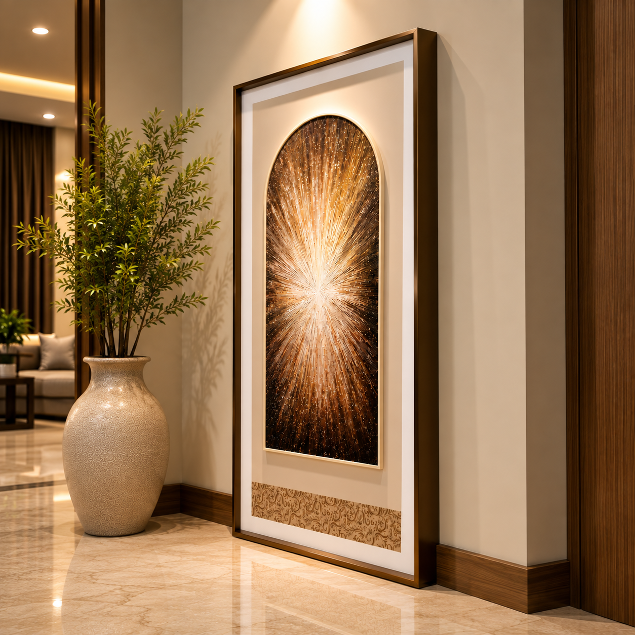 Golden Radiance Leather Wall Art