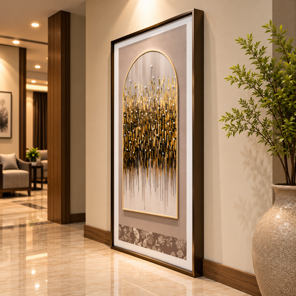 Golden Cascade Luxury Leather Wall Art